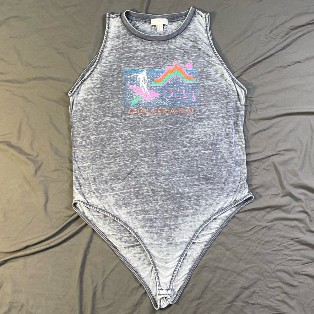 Forever 21 Burnout Graphic Ski Colorado Bodysuit 3X